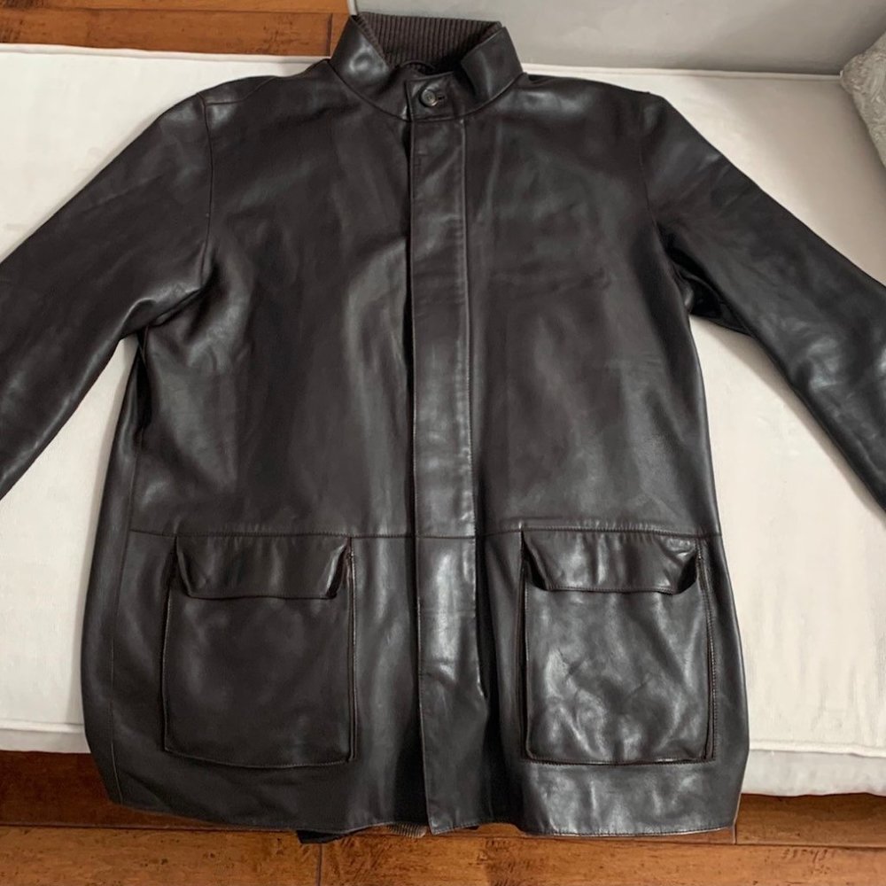 Ermenegildo Zegna Men's Leather Jacket with Vest